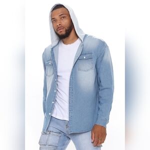 Blue Denim Hoodie Jacket By Nova Men Size XXL